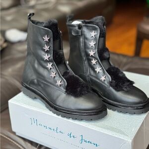 Kids Black Star-Embellished Boots